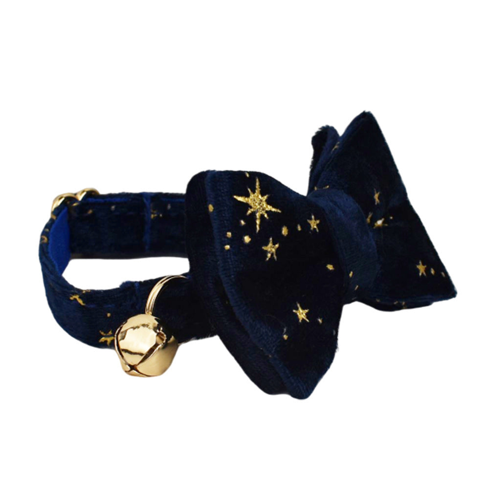 JMT-497034 Wine Red and Dark Blue Adjustable Cotton Cat Collars with Bow and Bell