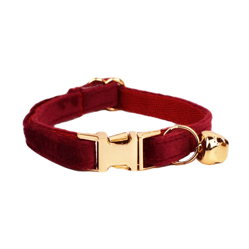 JMT-497034 Wine Red and Dark Blue Adjustable Cotton Cat Collars with Bow and Bell