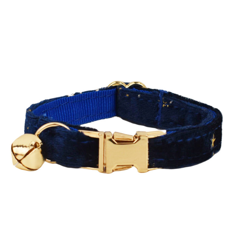 JMT-497034 Wine Red and Dark Blue Adjustable Cotton Cat Collars with Bow and Bell