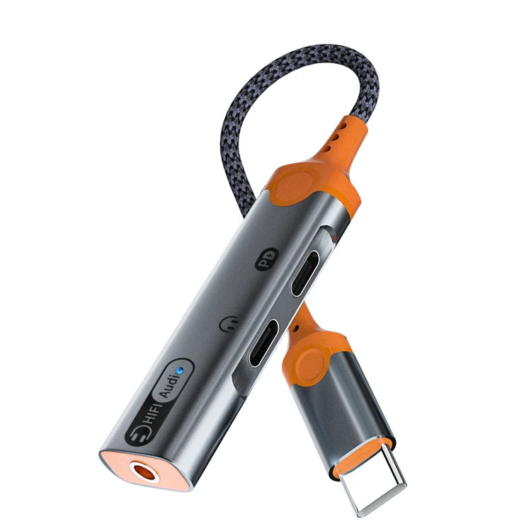 JMT-497866 3-in-1 Type-C to 3.5mm Audio Adapter with PD 60W Charging for Compatible Devices