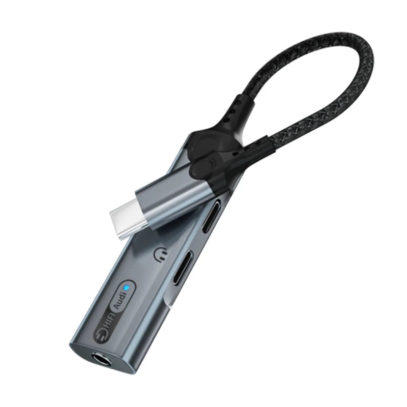 JMT-497866 3-in-1 Type-C to 3.5mm Audio Adapter with PD 60W Charging for Compatible Devices