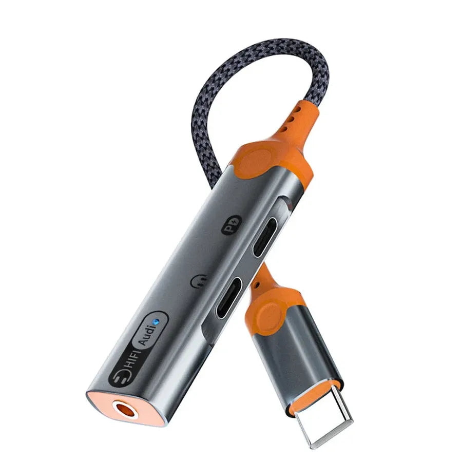 JMT-497866 3-in-1 Type-C to 3.5mm Audio Adapter with PD 60W Charging for Compatible Devices