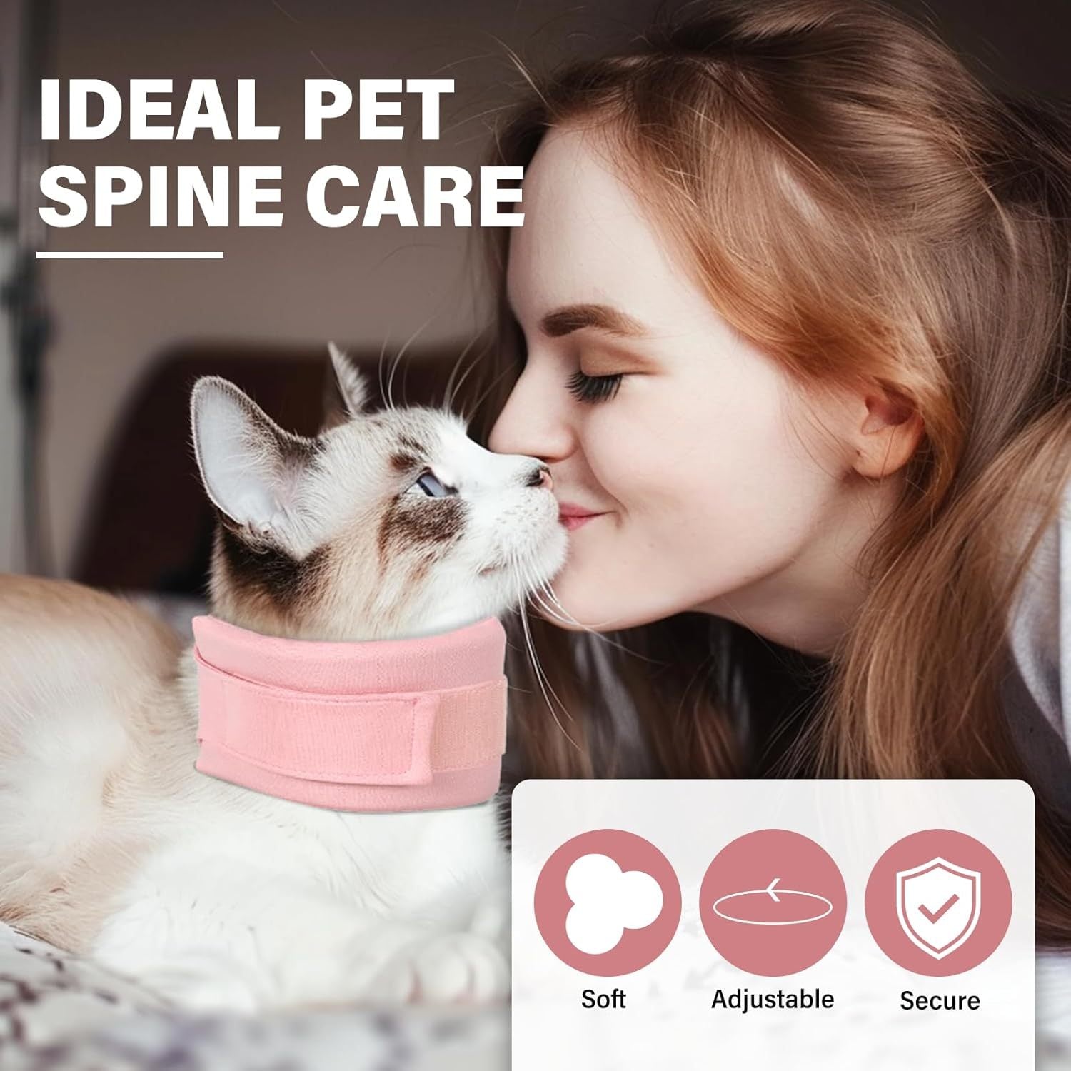 JMT-497866 Soft Cat and Dog Cone Collar for Post-Surgery Recovery Support - Adjustable Neck Brace for Comfortable Healing