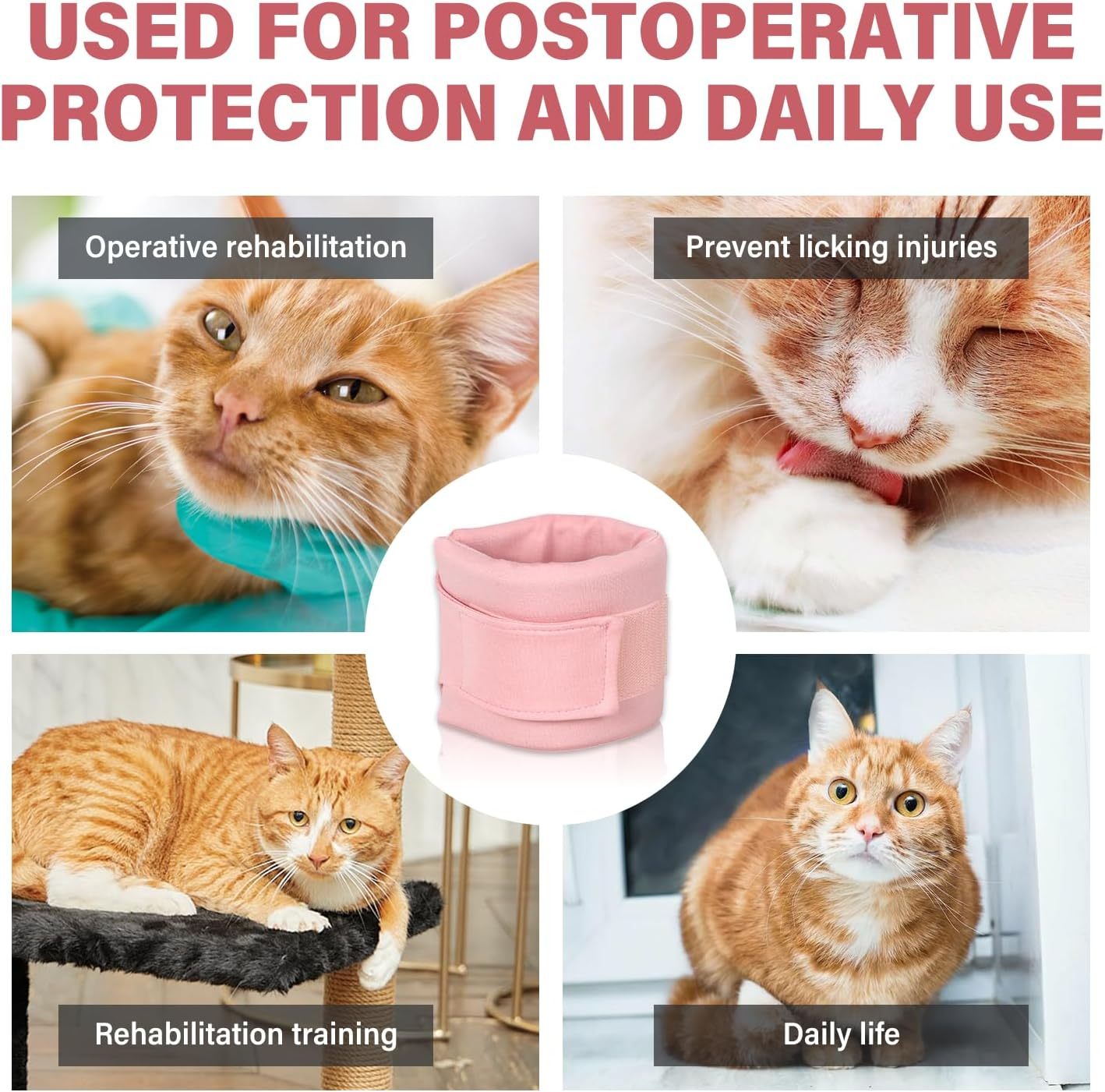 JMT-497866 Soft Cat and Dog Cone Collar for Post-Surgery Recovery Support - Adjustable Neck Brace for Comfortable Healing