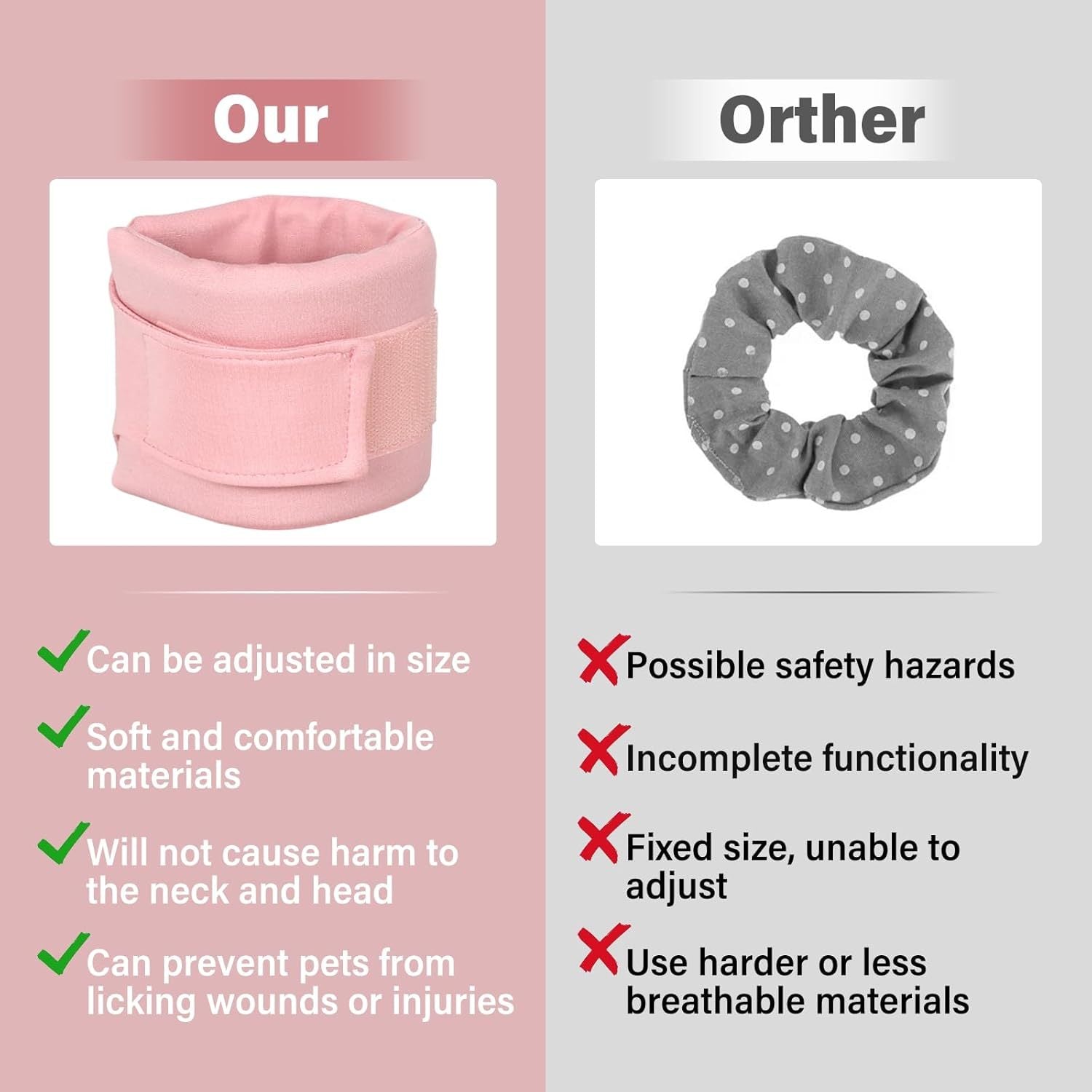 JMT-497866 Soft Cat and Dog Cone Collar for Post-Surgery Recovery Support - Adjustable Neck Brace for Comfortable Healing