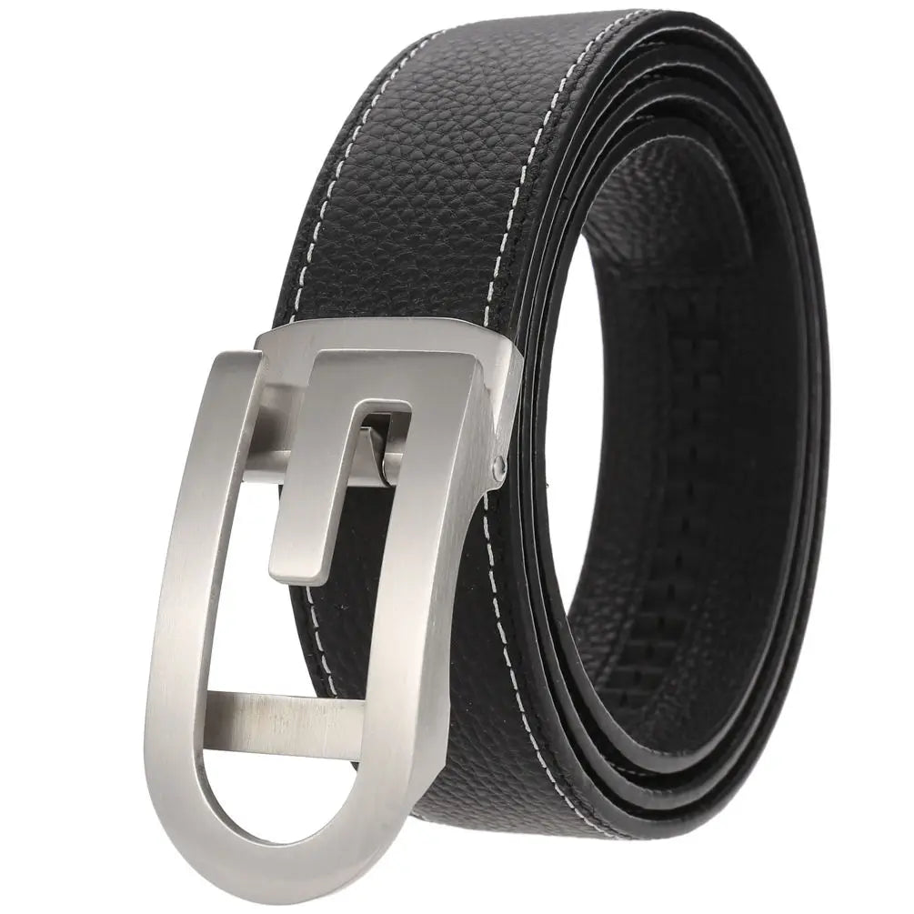 JMT-498122 Men's Automatic Belt with Stainless Steel Buckle, Genuine Cowhide Leather