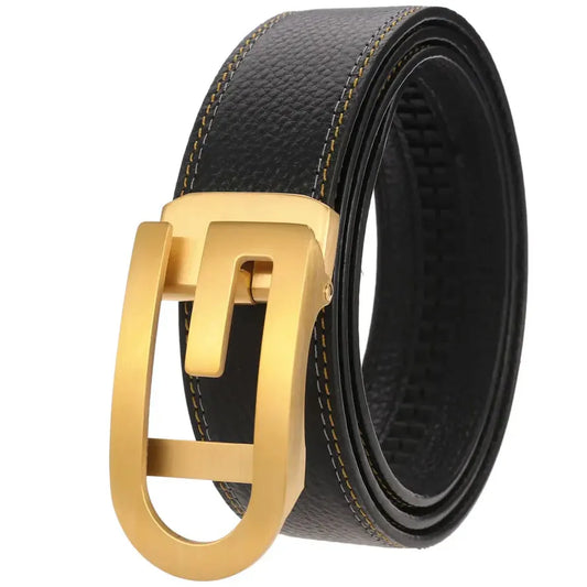 JMT-498122 Men's Automatic Belt with Stainless Steel Buckle, Genuine Cowhide Leather