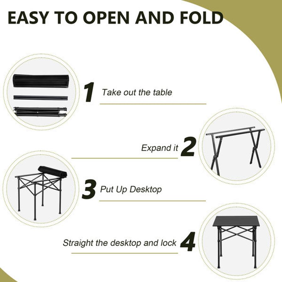 JMT-498250 Compact 50x50x50cm Black Folding Camping Table