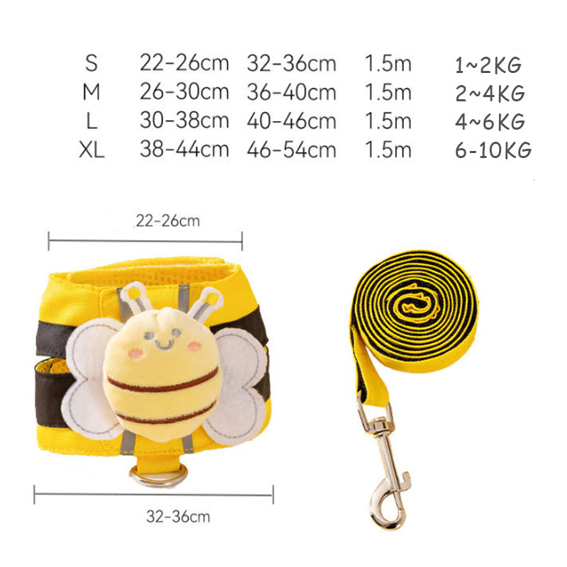 JMT-498698 Bee-themed Pet Suspender Set with Cat Harness and Leash for Stylish Walks