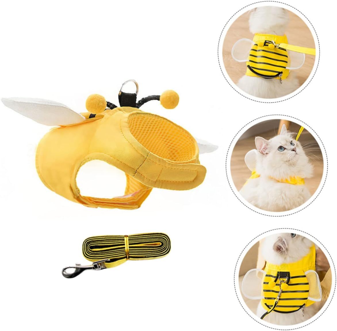 JMT-498698 Bee-themed Pet Suspender Set with Cat Harness and Leash for Stylish Walks