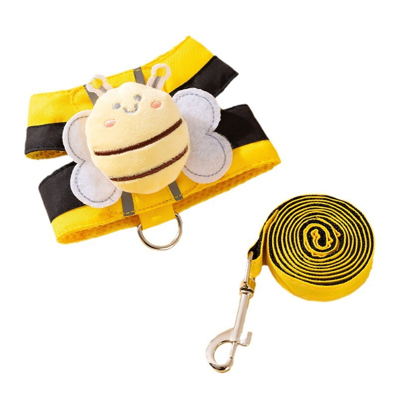 JMT-498698 Bee-themed Pet Suspender Set with Cat Harness and Leash for Stylish Walks