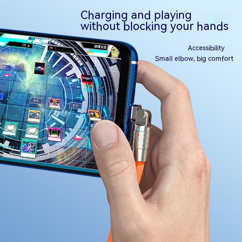 JMT-498698 Rotating Elbow Fast Charge USB Cable for Mobile Gaming - 1.5m Length, Multiple Interfaces
