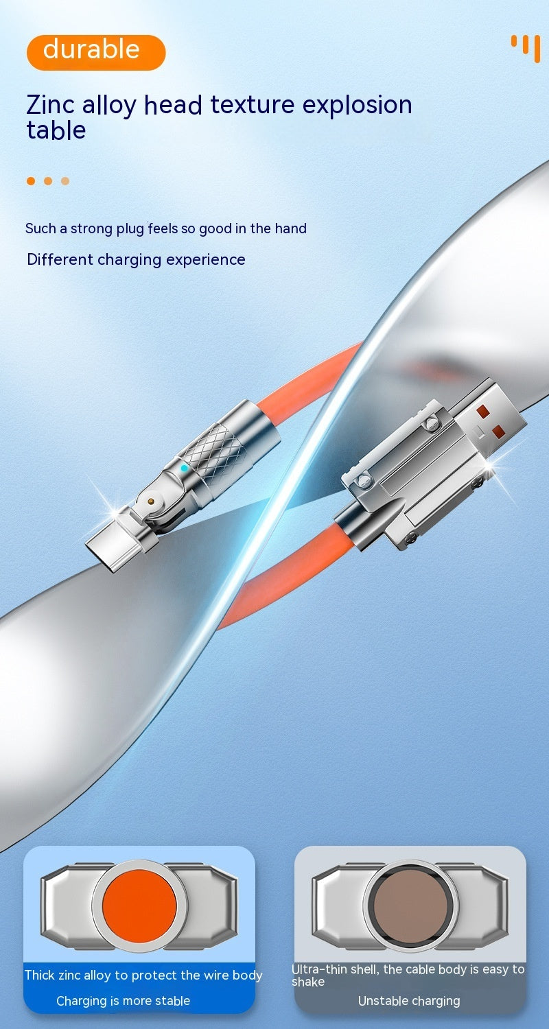 JMT-498698 Rotating Elbow Fast Charge USB Cable for Mobile Gaming - 1.5m Length, Multiple Interfaces