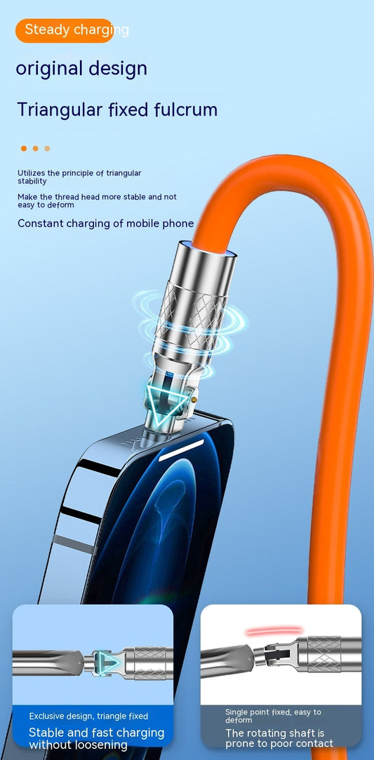 JMT-498698 Rotating Elbow Fast Charge USB Cable for Mobile Gaming - 1.5m Length, Multiple Interfaces