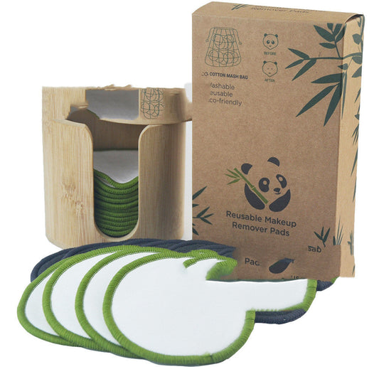 JMT-498954 Bamboo Fiber Makeup Remover Set - 12 to 16 Reusable Velvet Cotton Pads for Gentle Cleansing