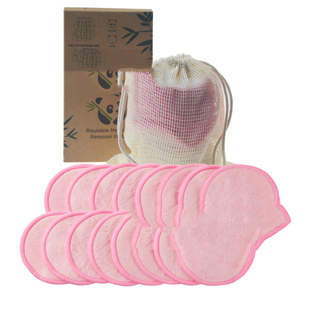 JMT-498954 Bamboo Fiber Makeup Remover Set - 12 to 16 Reusable Velvet Cotton Pads for Gentle Cleansing