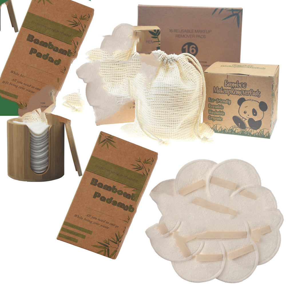 JMT-498954 Bamboo Fiber Makeup Remover Set - 12 to 16 Reusable Velvet Cotton Pads for Gentle Cleansing