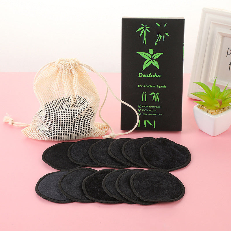 JMT-498954 Bamboo Fiber Makeup Remover Set - 12 to 16 Reusable Velvet Cotton Pads for Gentle Cleansing