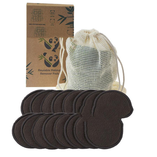 JMT-498954 Bamboo Fiber Makeup Remover Set - 12 to 16 Reusable Velvet Cotton Pads for Gentle Cleansing