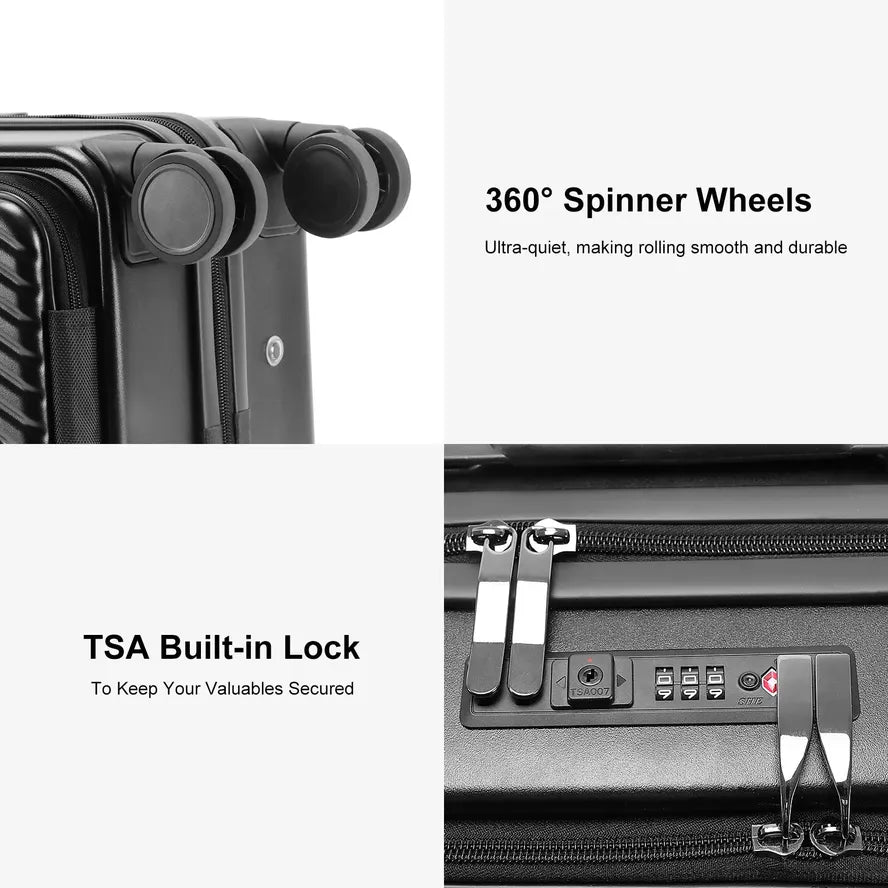 JMT-499082 Multifunctional Spinner Wheels Travel Trolley Bag with USB Charging and Cup Holder