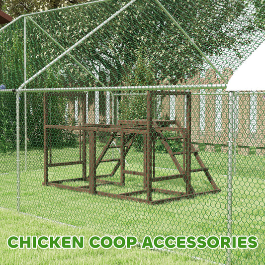 JMT-499338 Chicken Activity Play Set with Swings, Ladders, and Perches for Enhanced Exercise and Comfort, Coffee