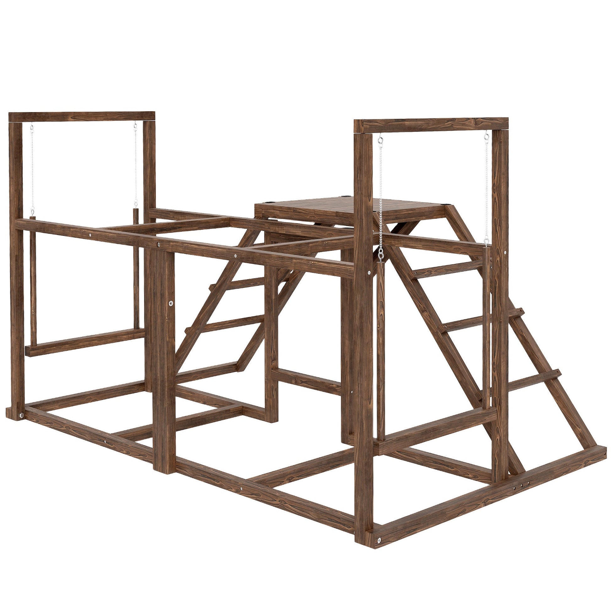 JMT-499338 Chicken Activity Play Set with Swings, Ladders, and Perches for Enhanced Exercise and Comfort, Coffee