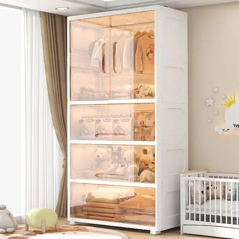 JMT-499466 Baby Clothes Storage Wardrobe – Durable Plastic Cabinet for Organising Infant Apparel