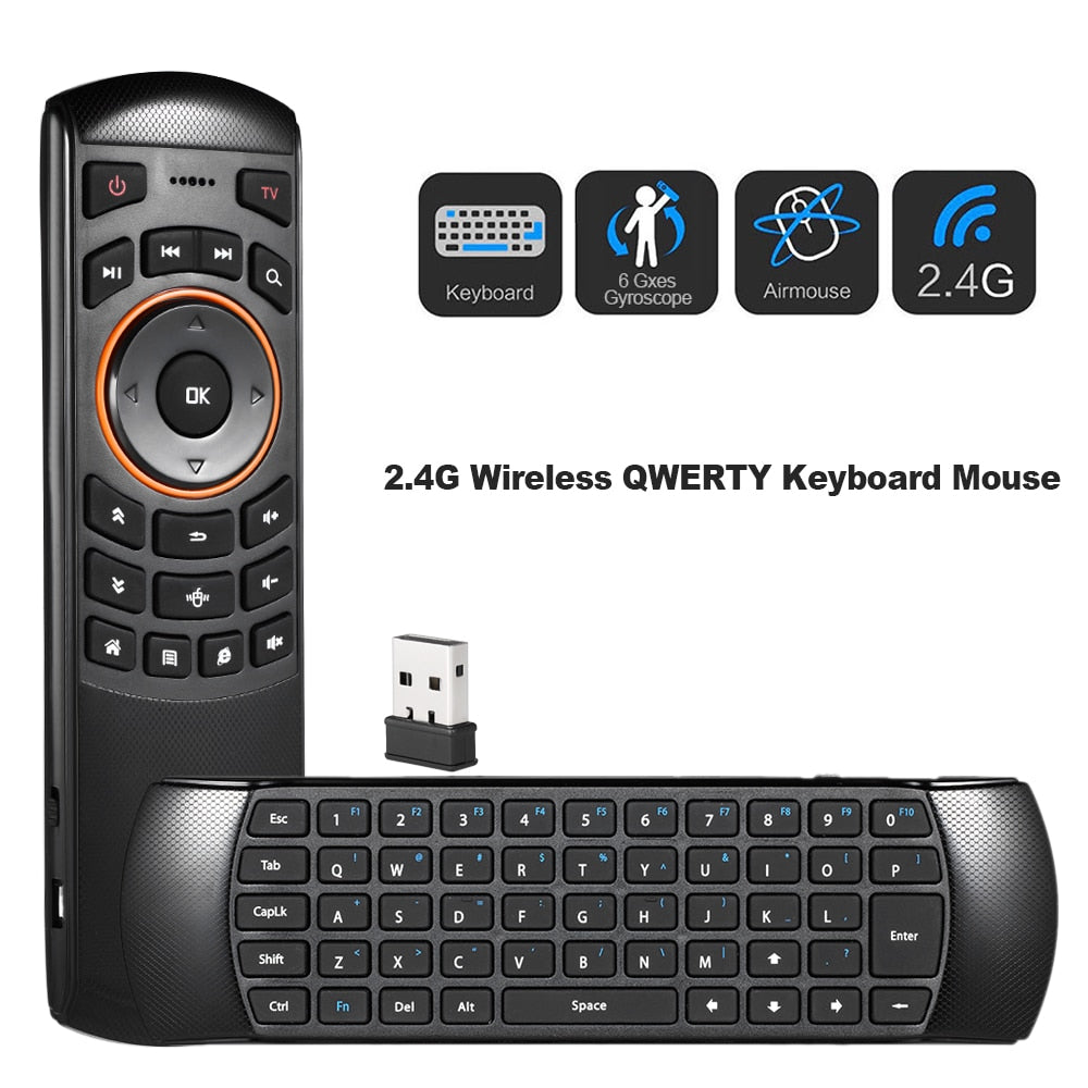 JMT-499594 Wireless QWERTY Keyboard with Air Mouse and Gyroscope for Mini PC and TV Box