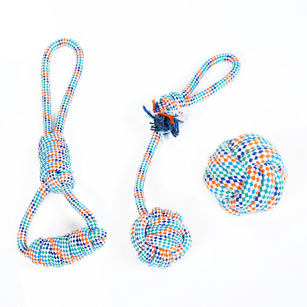 JMT-499658 Pet Cotton Rope Knot Toy for Dogs – Chew Ball for Dental Health and Stress Relief