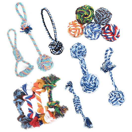 JMT-499658 Pet Cotton Rope Knot Toy for Dogs – Chew Ball for Dental Health and Stress Relief