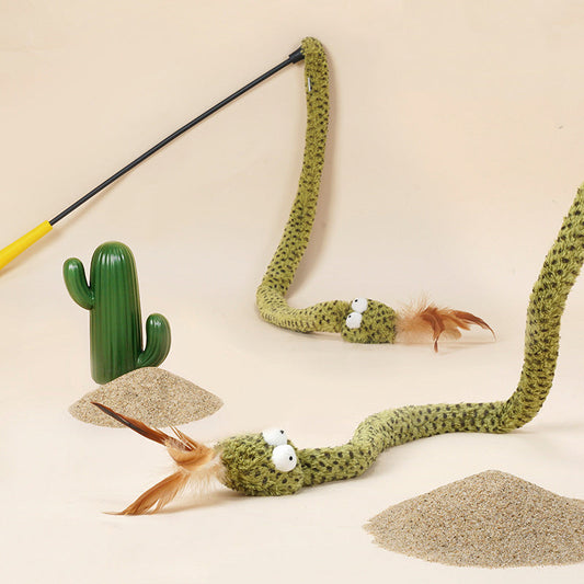 JMT-500490 Cat Teasing Stick with Feather, Long 140cm Pole for Interactive Play and Boredom Relief