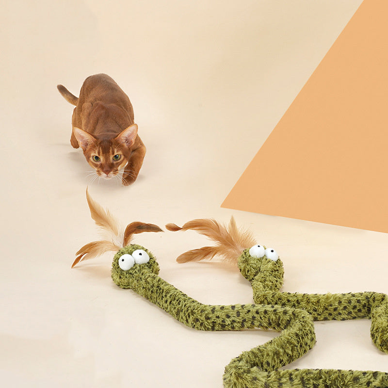 JMT-500490 Cat Teasing Stick with Feather, Long 140cm Pole for Interactive Play and Boredom Relief