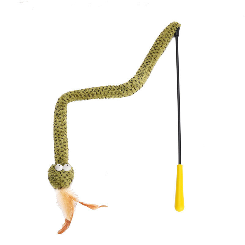 JMT-500490 Cat Teasing Stick with Feather, Long 140cm Pole for Interactive Play and Boredom Relief
