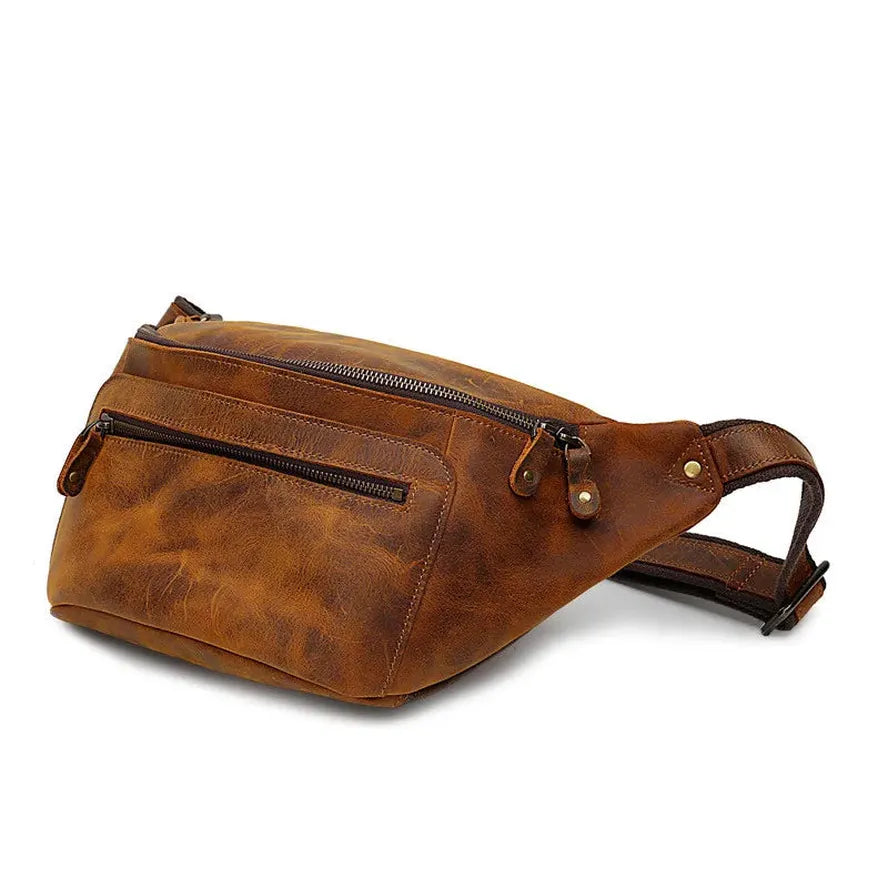 JMT-500554 Vintage Leather Chest Bag for Men, Stylish Messenger Design