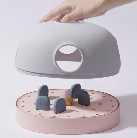 JMT-500810 Mochi Dong Dong Le Cat Turntable Toy - Interactive Activity Play for Cats in Pink, Blue, and Green