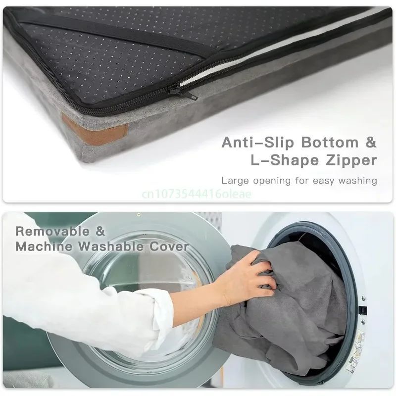 JMT-501130 Double-Sided Waterproof Dog Bed for Small to Medium Dogs - Bite-Resistant Leather with Removable Summer Crate Mat