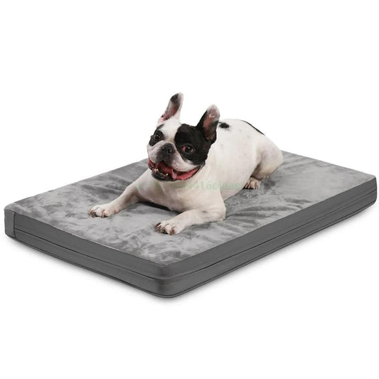 JMT-501130 Double-Sided Waterproof Dog Bed for Small to Medium Dogs - Bite-Resistant Leather with Removable Summer Crate Mat