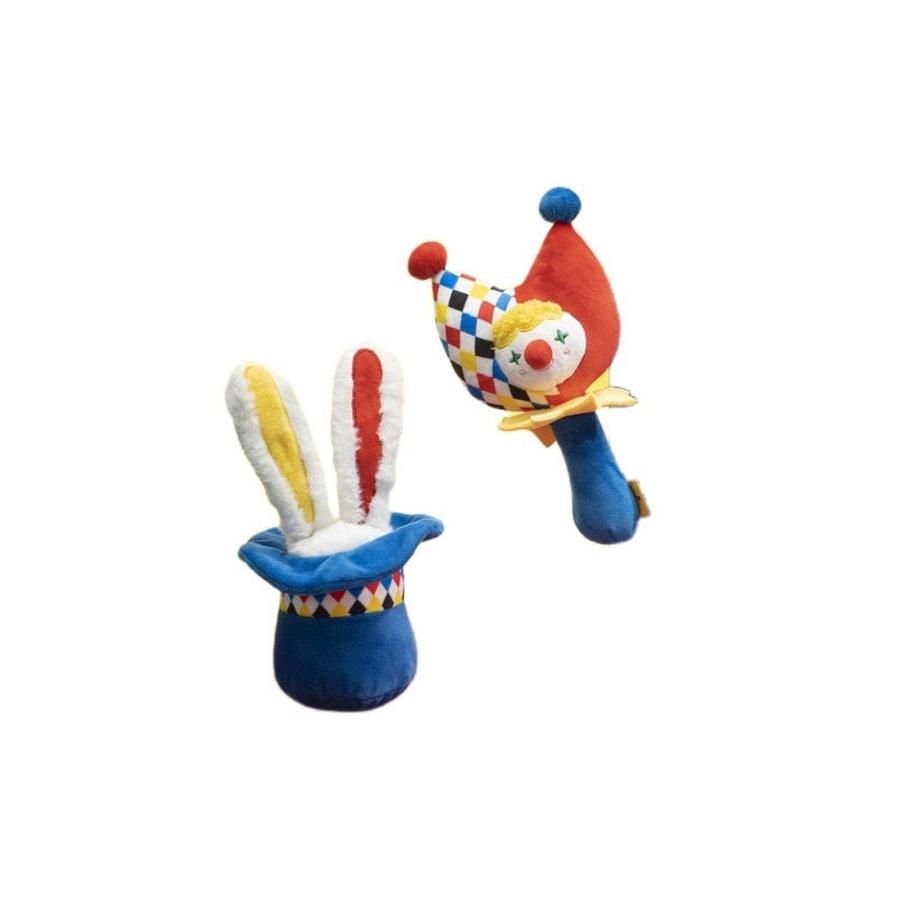 JMT-501642 Interactive Plush Dog Toy Set - Clown Wobble Hammer and Bunny Squeeze Hat for Fun Engagement