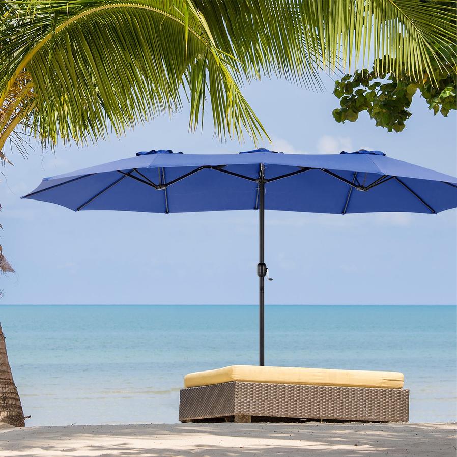 JMT-501706 15ft Rectangular Patio Umbrella with Base for Stylish Outdoor Shade