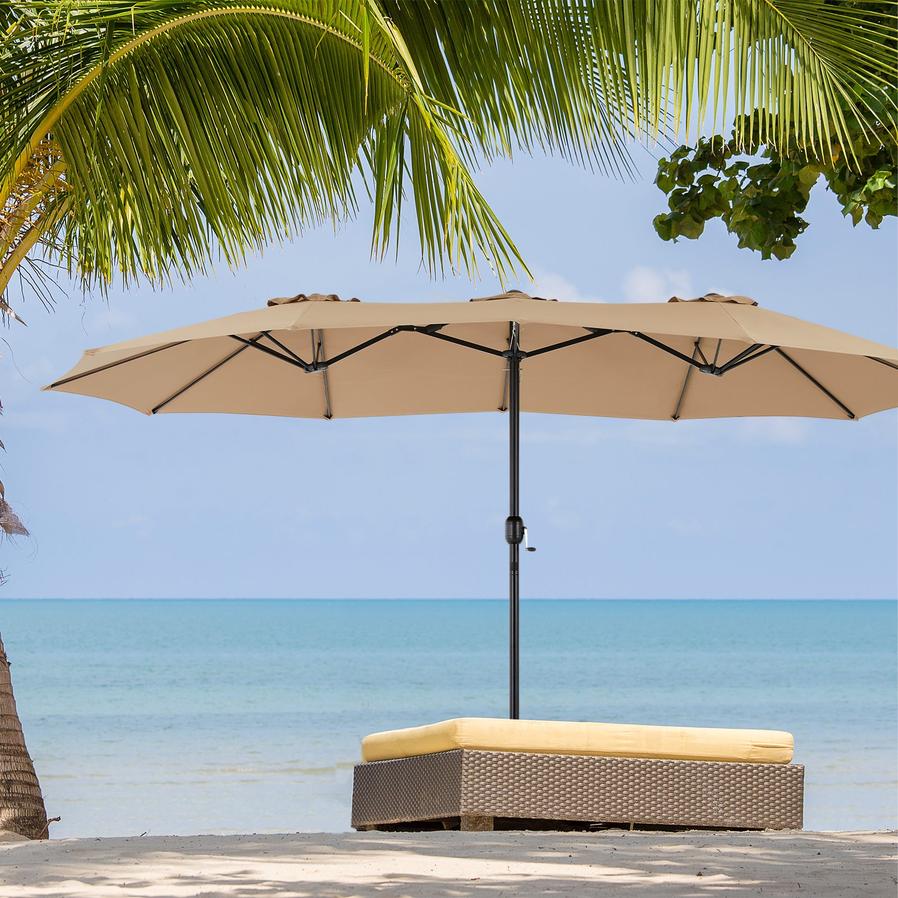 JMT-501706 15ft Rectangular Patio Umbrella with Base for Stylish Outdoor Shade