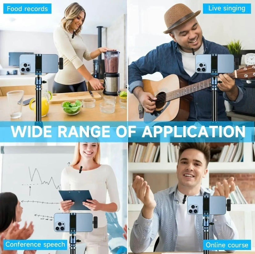 JMT-502154 Rechargeable Wireless Lavalier Microphone for iPhone 15/16 – Automatic Pairing, Omnidirectional Sound, 50ft Range for Vlogging and Streaming