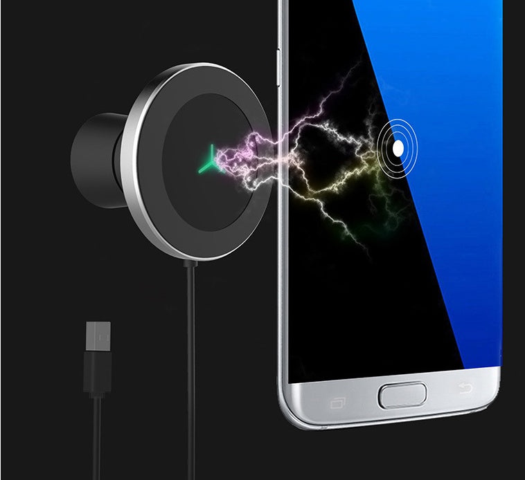 JMT-503306 Magnetic Wireless Car Charger & Phone Bracket with Vent Clip - Qi Standard, Black Aluminum Alloy + ABS
