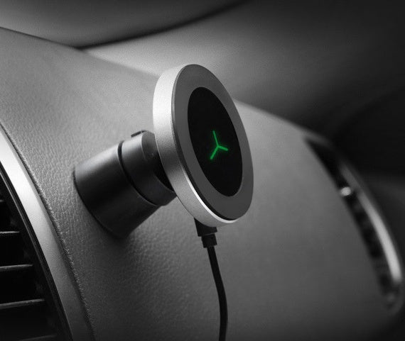 JMT-503306 Magnetic Wireless Car Charger & Phone Bracket with Vent Clip - Qi Standard, Black Aluminum Alloy + ABS