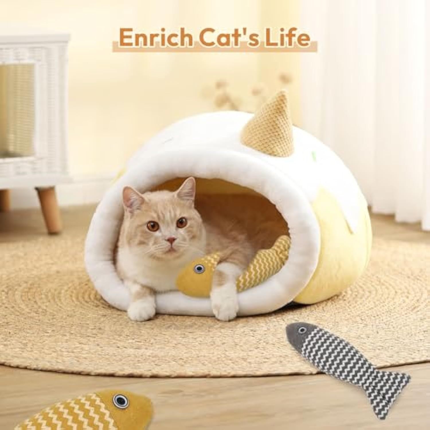 JMT-503946 Catnip Fish Toys for Indoor Cats - 3-Piece Interactive Playset for Kittens and Cats