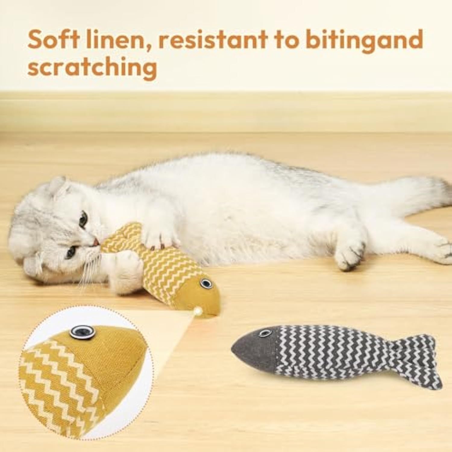 JMT-503946 Catnip Fish Toys for Indoor Cats - 3-Piece Interactive Playset for Kittens and Cats
