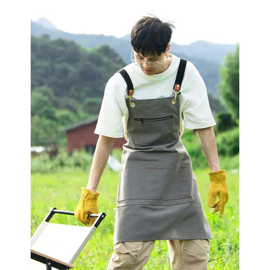 JMT-504010 Floral Canvas Apron for Outdoor, Gardening, and Barista Use