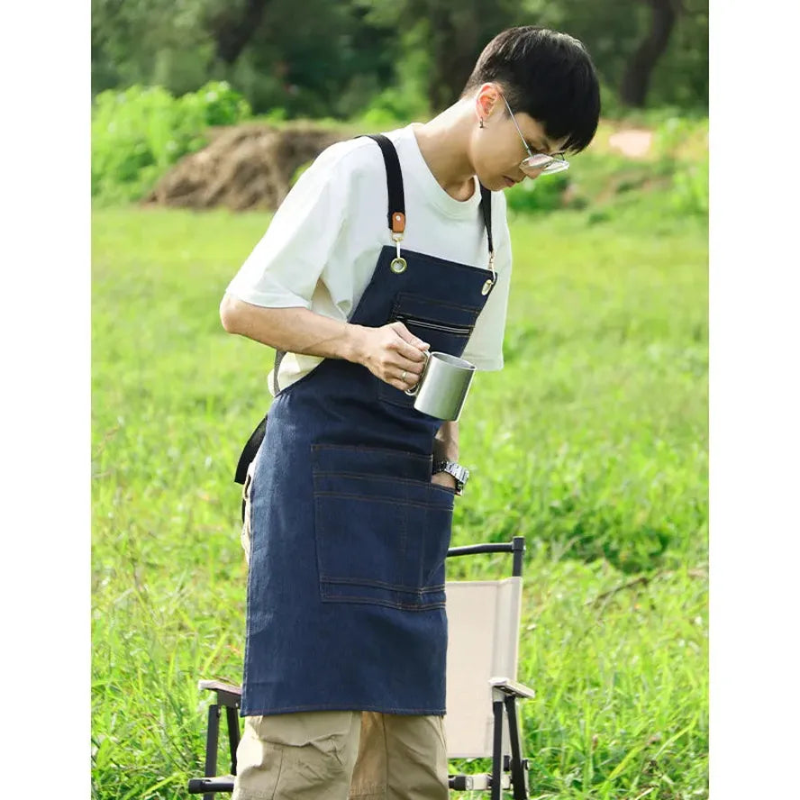 JMT-504010 Floral Canvas Apron for Outdoor, Gardening, and Barista Use