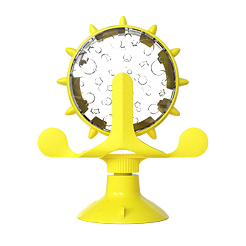 JMT-504138 Pet Cat Toy Interactive Feeding Wheel - Slow Food Dispenser in Blue, Green, and Yellow