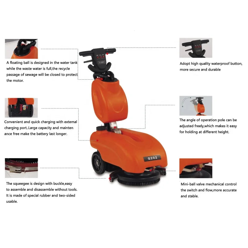 JMT-504586 Automatic Electric Floor Tile Scrubber with Long Battery Life and Fine Copper Motor, DC 12V