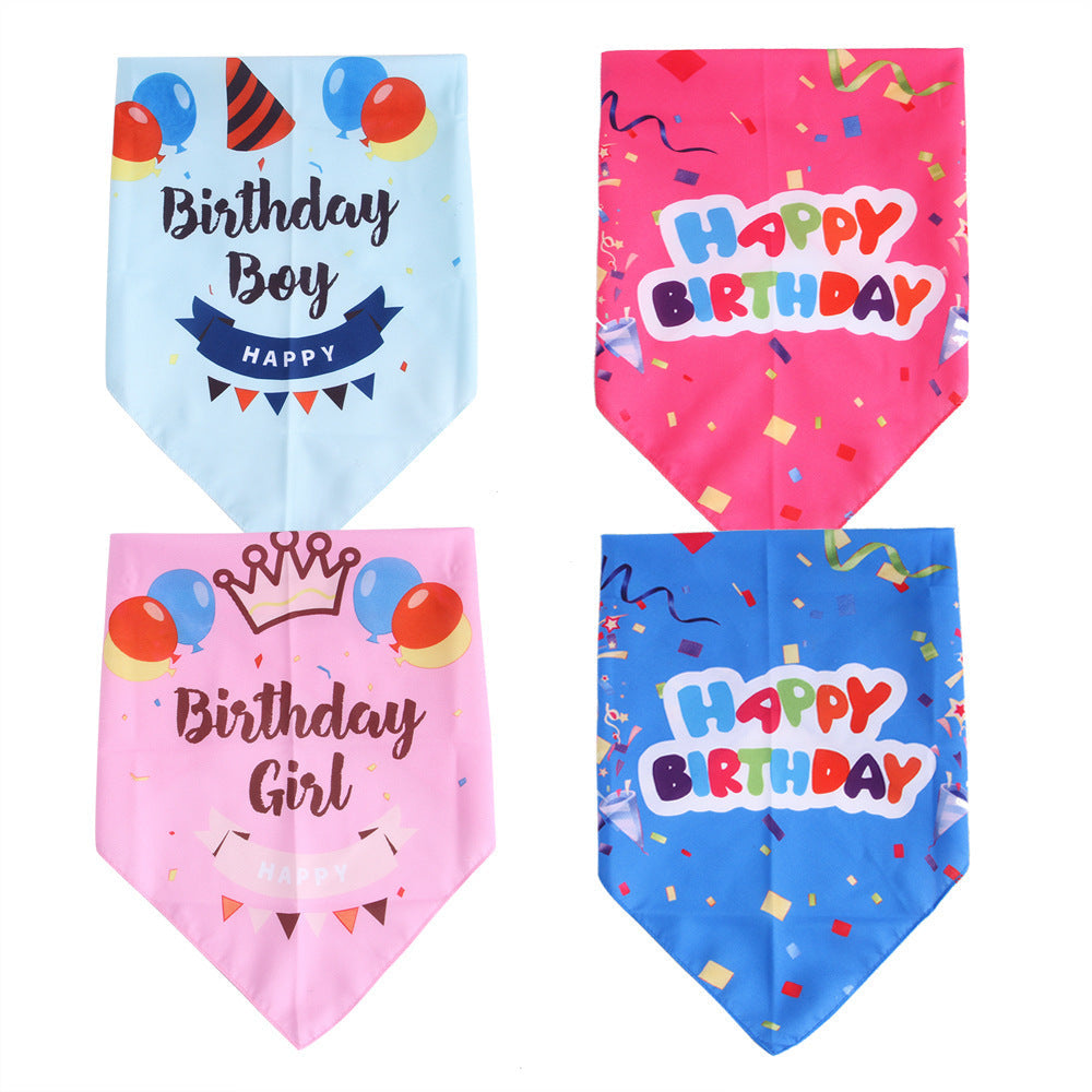 JMT-504586 Pet Birthday Triangle Scarf in Balloon and Ribbon Colors